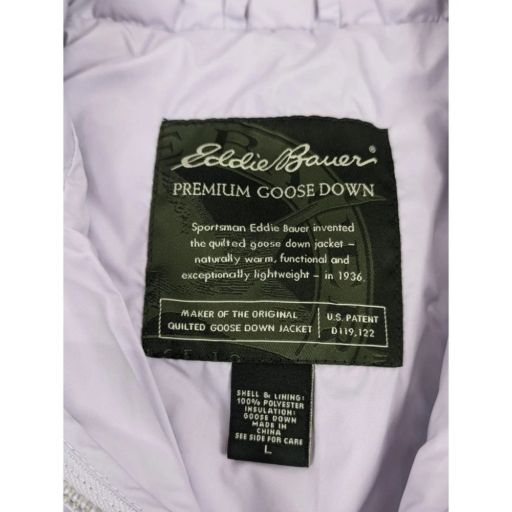 Eddie Bauer Vest Womens Medium Purple Premium Goose Down Quilted Puffer Full Zip - Picture 7 of 12